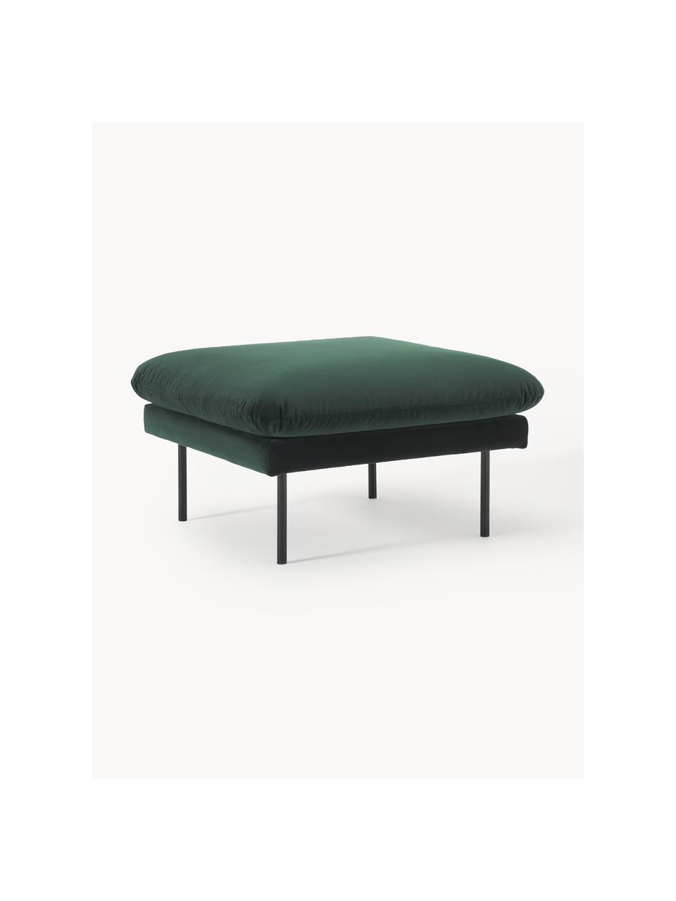 Reposapiés puf de terciopelo Moby, Tapizado: terciopelo (poliéster de , Estructura: madera de pino maciza, Patas: metal con pintura en polv, Terciopelo verde oscuro, An 78 x F 78 cm