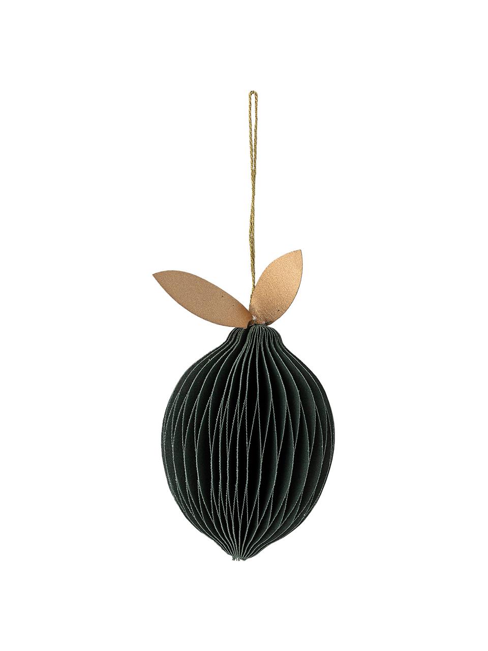 Kerstboomhanger Limone, H 10 cm, Groen, goudkleurig, Ø 6 cm, H 10 cm