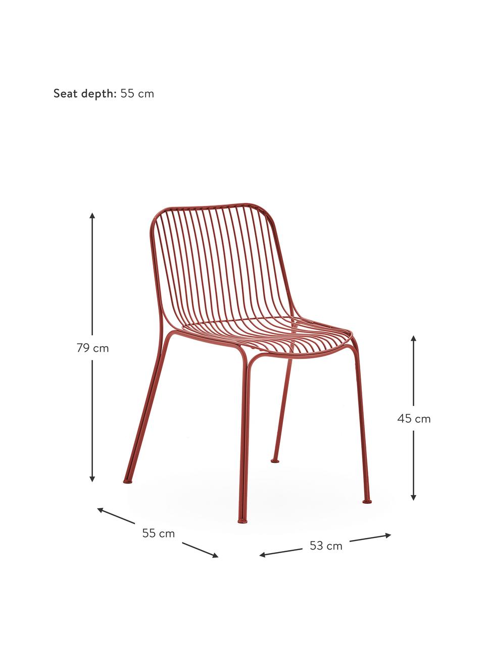 Silla para exterior con cojín Hiray, Tapizado: fibra sintética con cara , Rojo indio, An 53 x F 55 cm