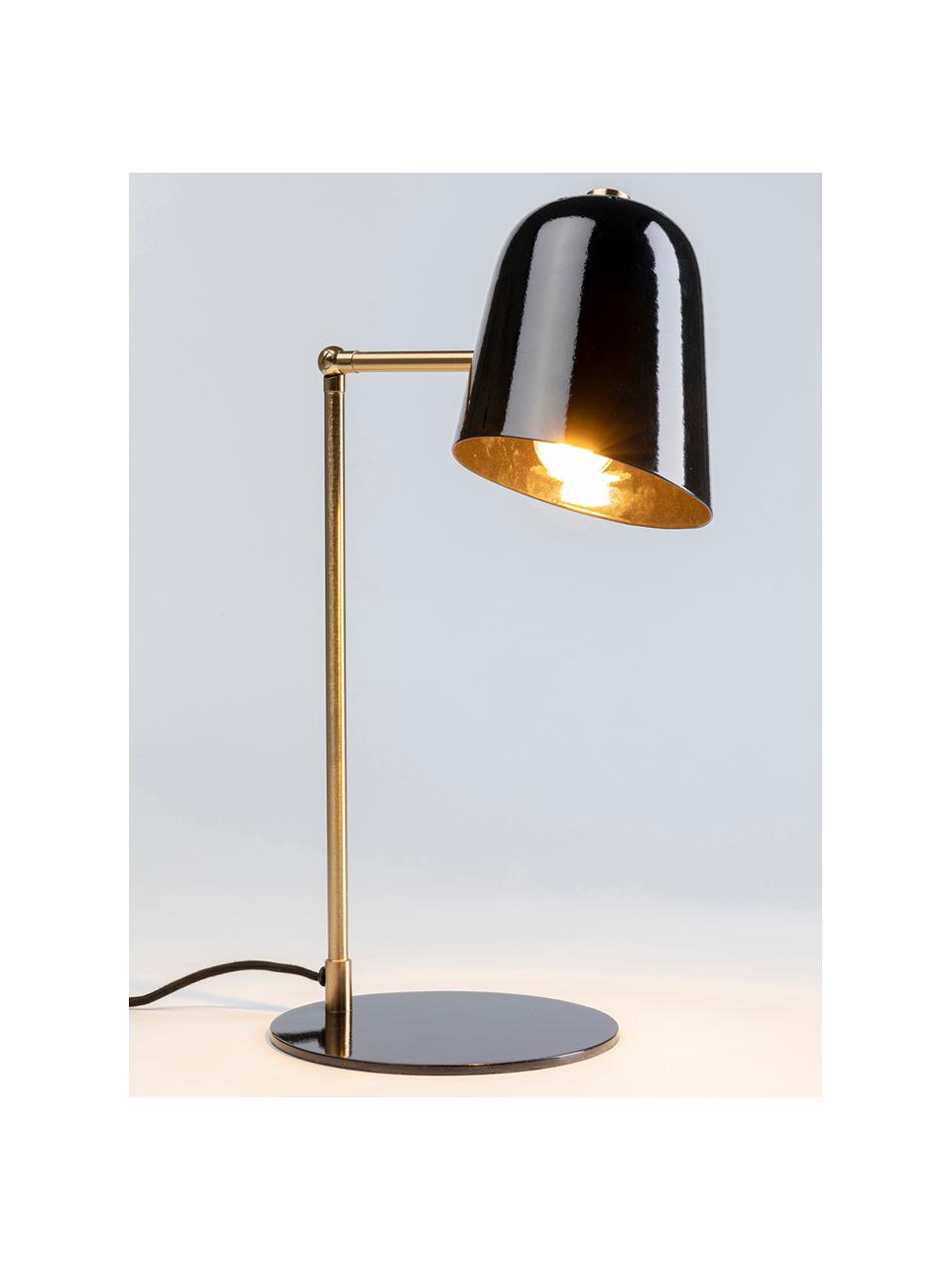Velká designová stolní lampa Clive, Mosazná, černá