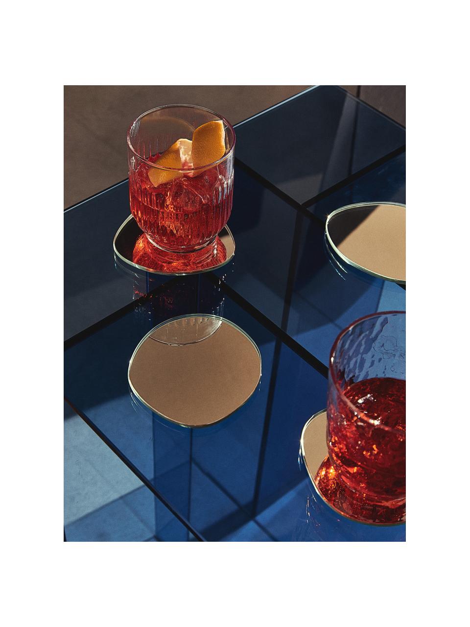 Sous-verres asymétriques Lio, 4 pièces, Verre, Argenté, surface réfléchissante, larg. 11 x long. 11 cm