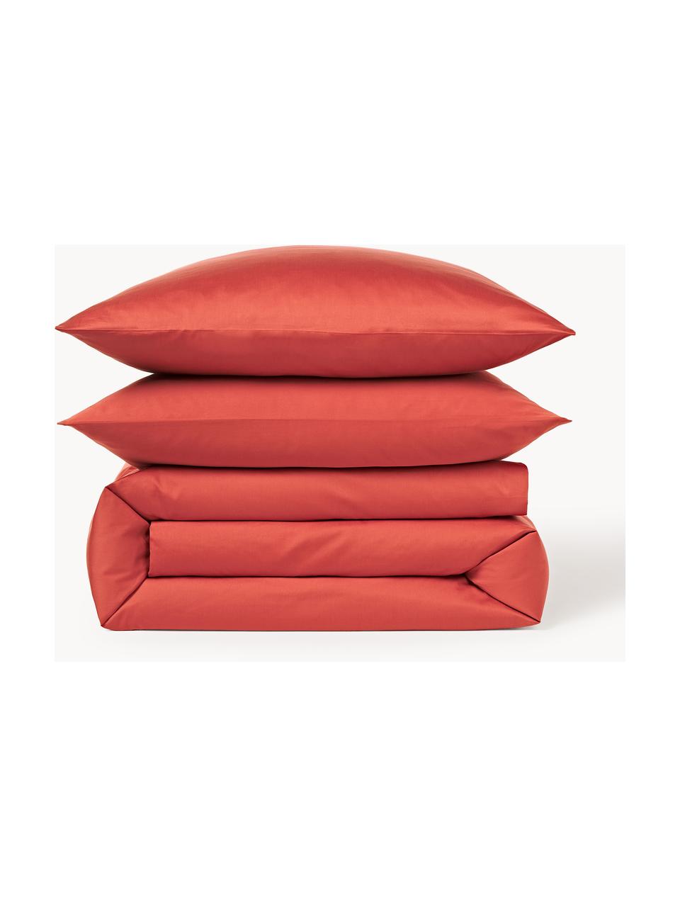 Funda nórdica de satén Comfort, Rojo óxido, Cama 90 cm (155 x 220 cm)