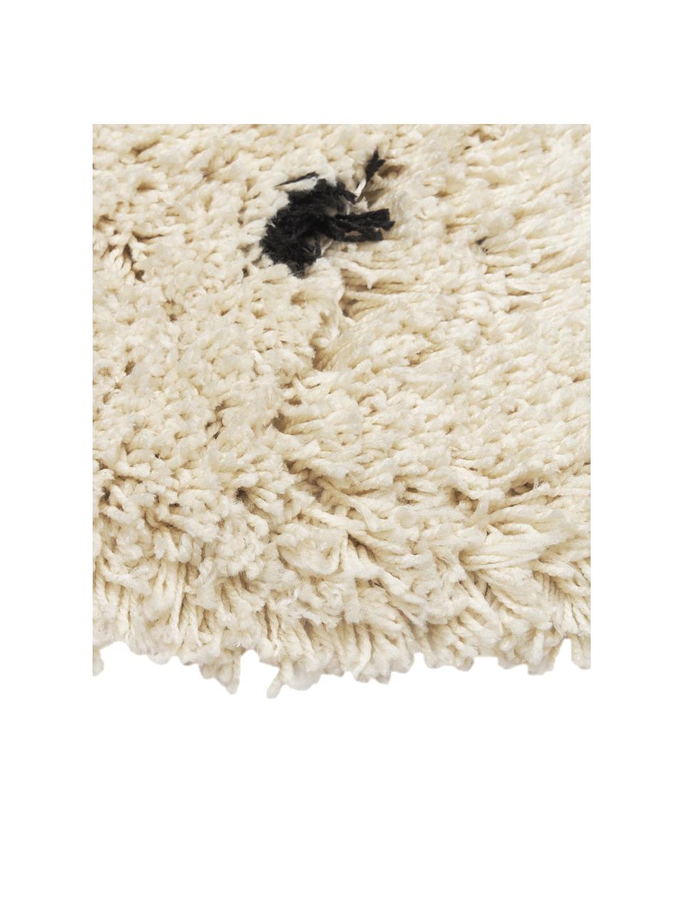 Kulatý načechraný koberec s vysokým vlasem Ayana, Béžová, černá, Ø 120 cm (velikost S)