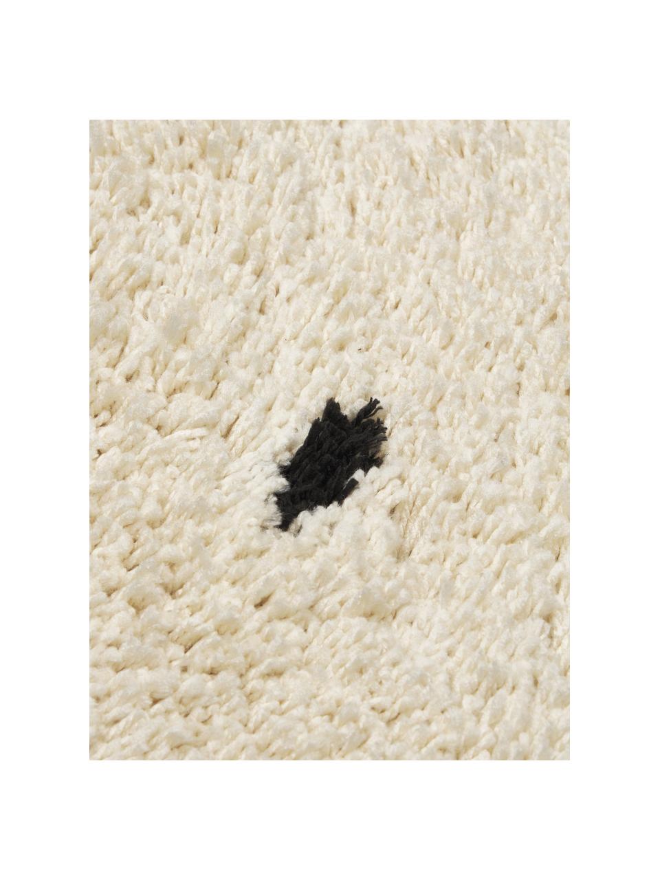 Tappeto rotondo e soffice a pelo lungo a pois Ayana, 100% poliestere, Beige chiaro, nero, Ø 120 cm (taglia S)