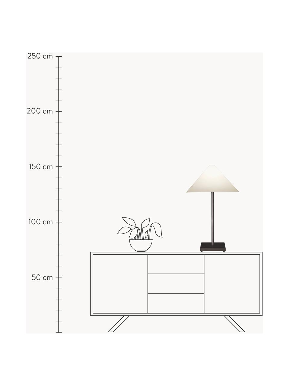 Lampada da tavolo grande a LED Logo, Paralume: metacrilato, Struttura: nichel rivestito, Bianco latte, nero, Larg. 48 x Alt. 83 cm