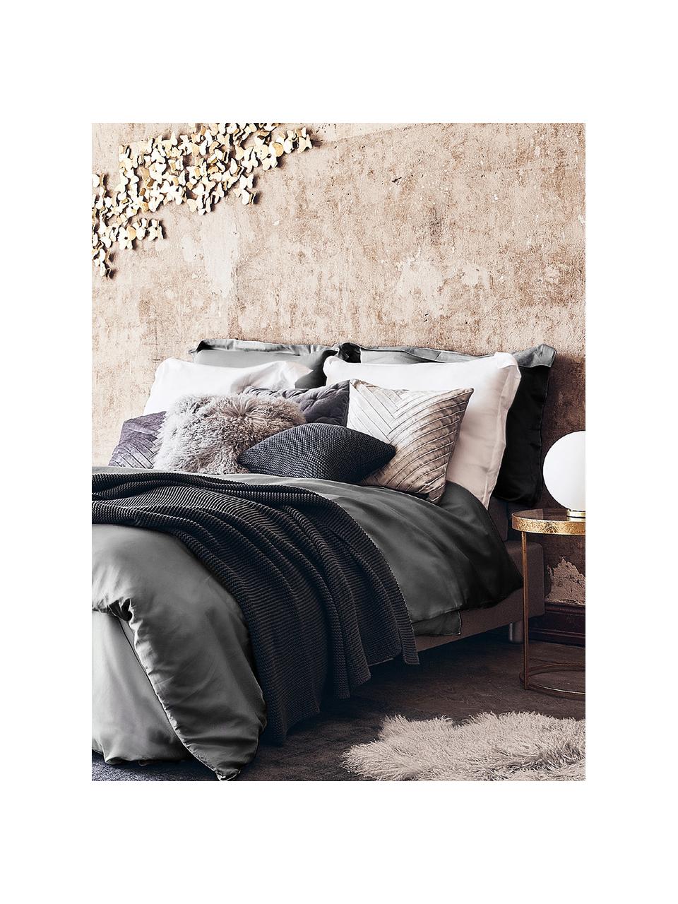 Funda nórdica de satén Premium, Gris oscuro, Cama 90 cm (155 x 220 cm)