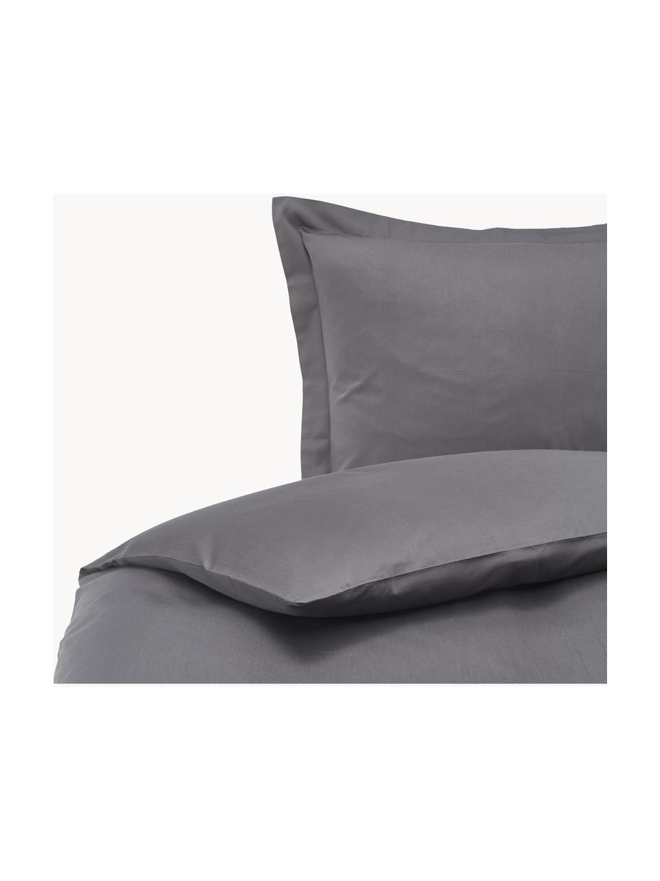 Funda nórdica de satén Premium, Gris oscuro, Cama 90 cm (155 x 220 cm)