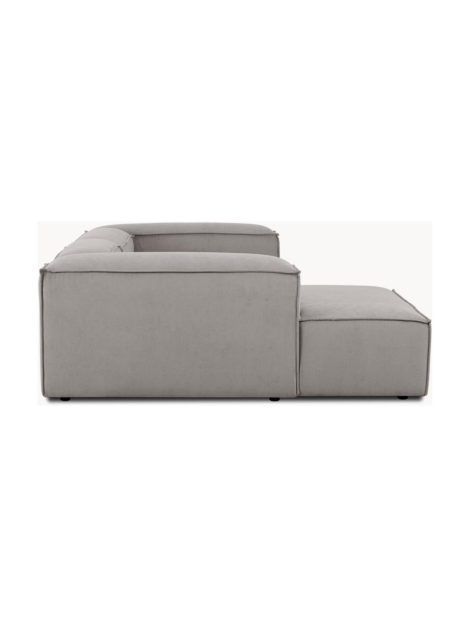 Sofá rinconera modular de pana Lennon, Tapizado: pana (92% poliéster, 8% p, Estructura: madera de pino maciza, ma, Patas: plástico Este producto es, Pana gris, An 238 x F 180 cm, chaise longue izquierda