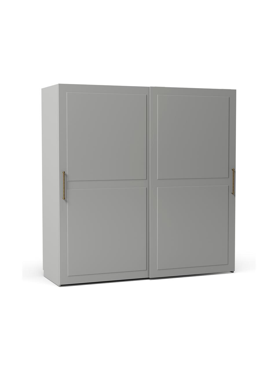 Modularer Schwebetürenschrank Charlotte, 200 cm Breite, mehrere Varianten, Korpus: Spanplatte, FSC-zertifizi, Grau, Basic Interior, B 200 x H 200 cm