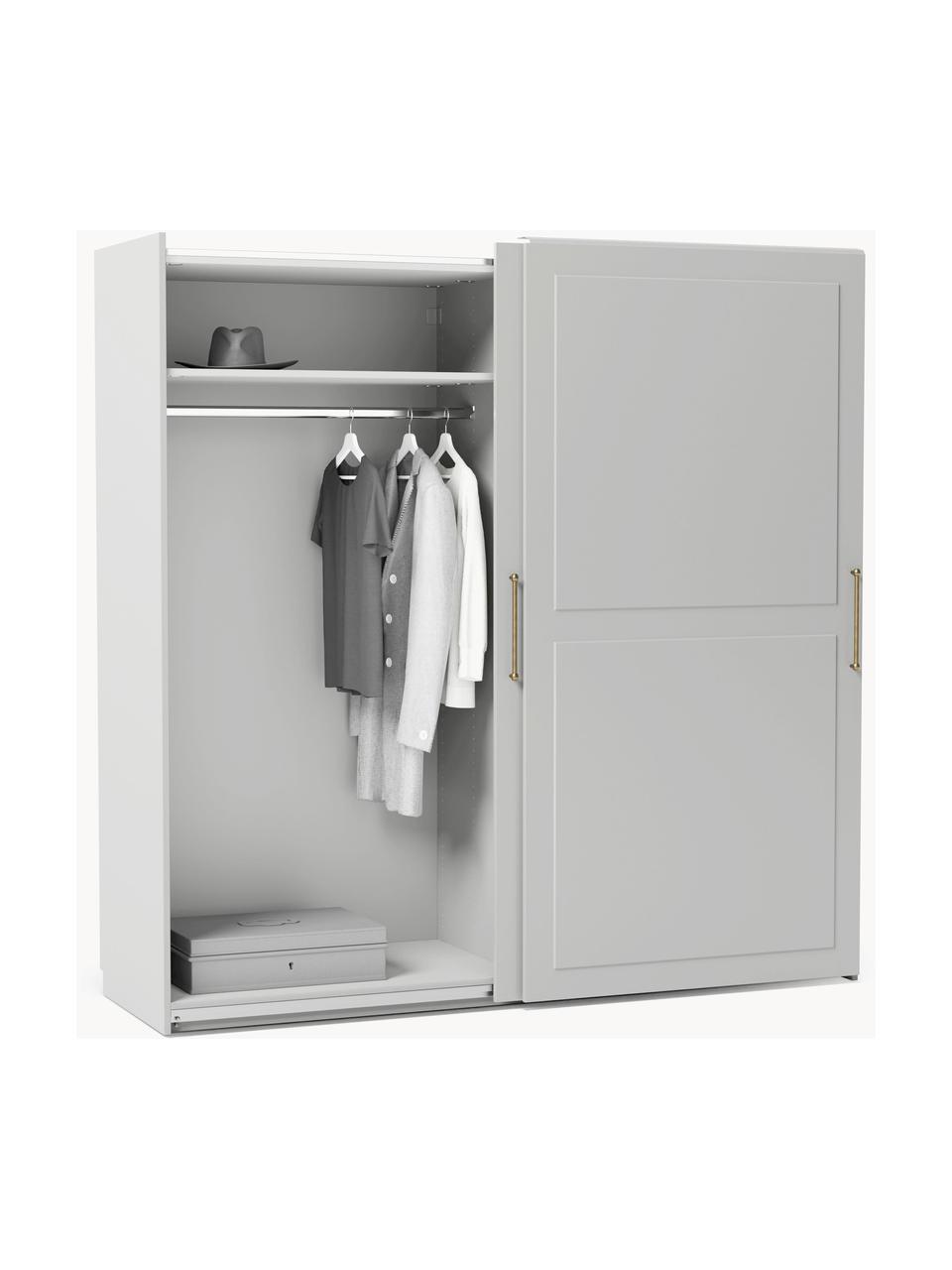 Armario modular Charlotte, 2 puertas correderas (200 cm), diferentes variantes, Estructura: tablero aglomerado revest, Gris, Interior Basic (An 200 x Al 200 cm)