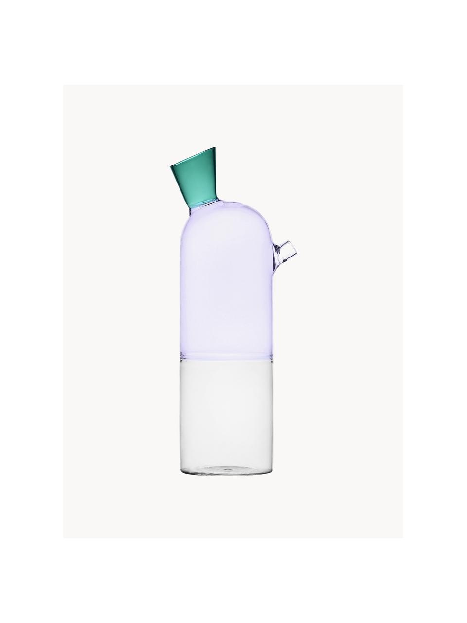 Handgefertigte Karaffe Travasi, 900 ml, Borosilikatglas, Hellrosa, Transparent, Hellblau, 900 ml