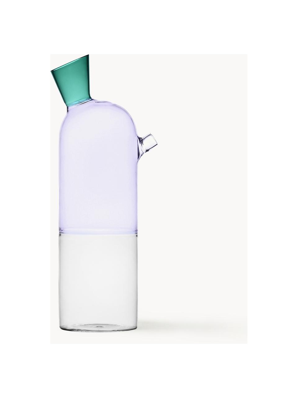 Handgefertigte Karaffe Travasi, 900 ml, Borosilikatglas, Hellrosa, Transparent, Hellblau, 900 ml