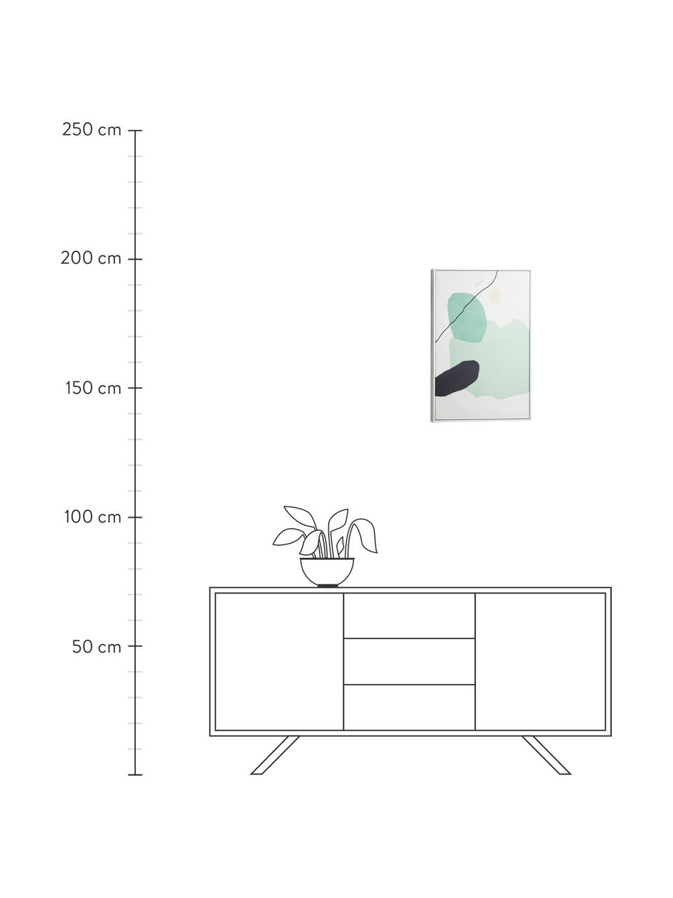 Gerahmter Digitaldruck Xooc, Rahmen: Mitteldichte Holzfaserpla, Bild: Leinwand, Weiß, Grün, Schwarz, 60 x 90 cm