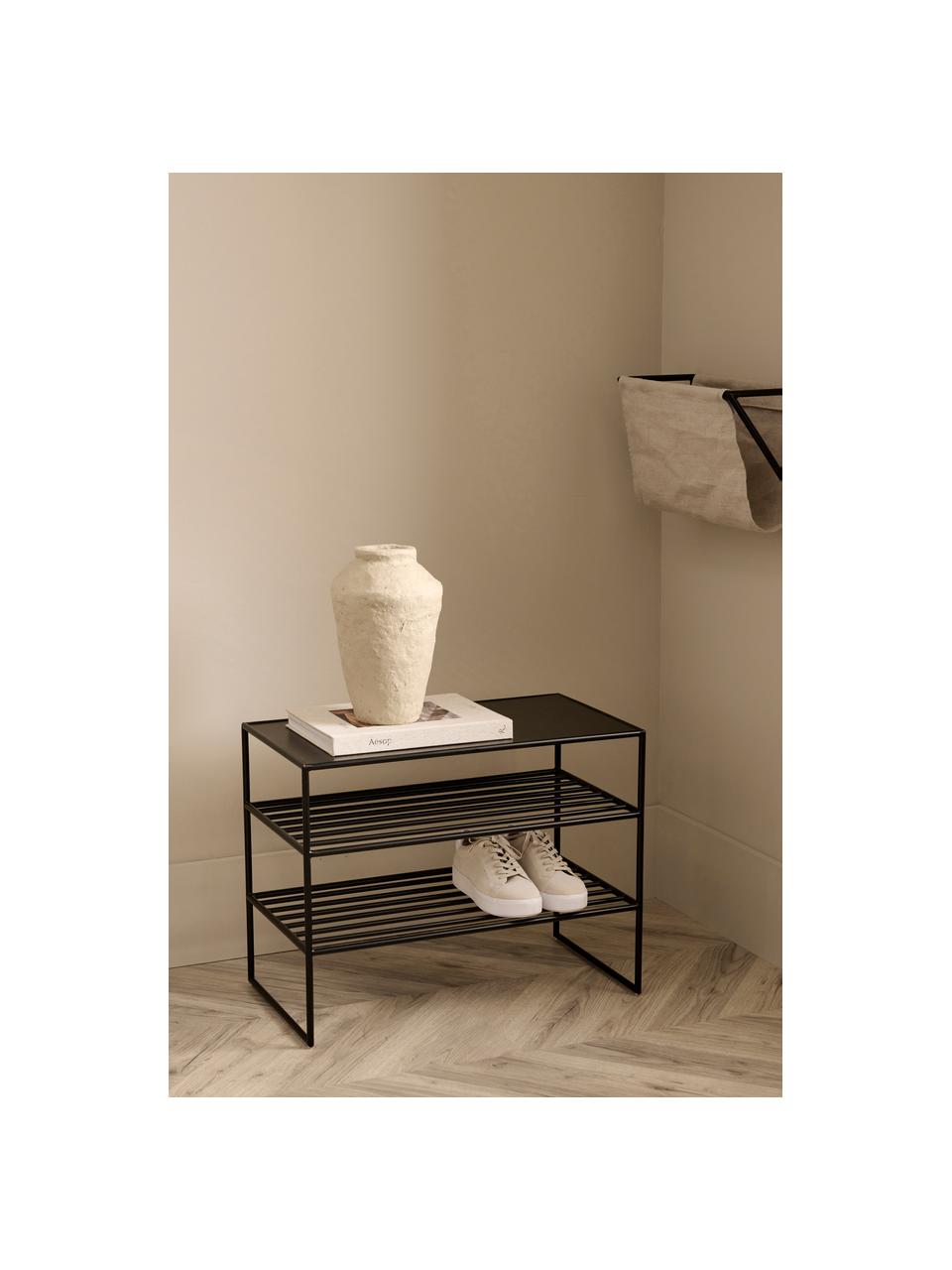 Scarpiera in metallo Bench, Metallo rivestito, Nero, Larg. 65 x Alt. 50 cm