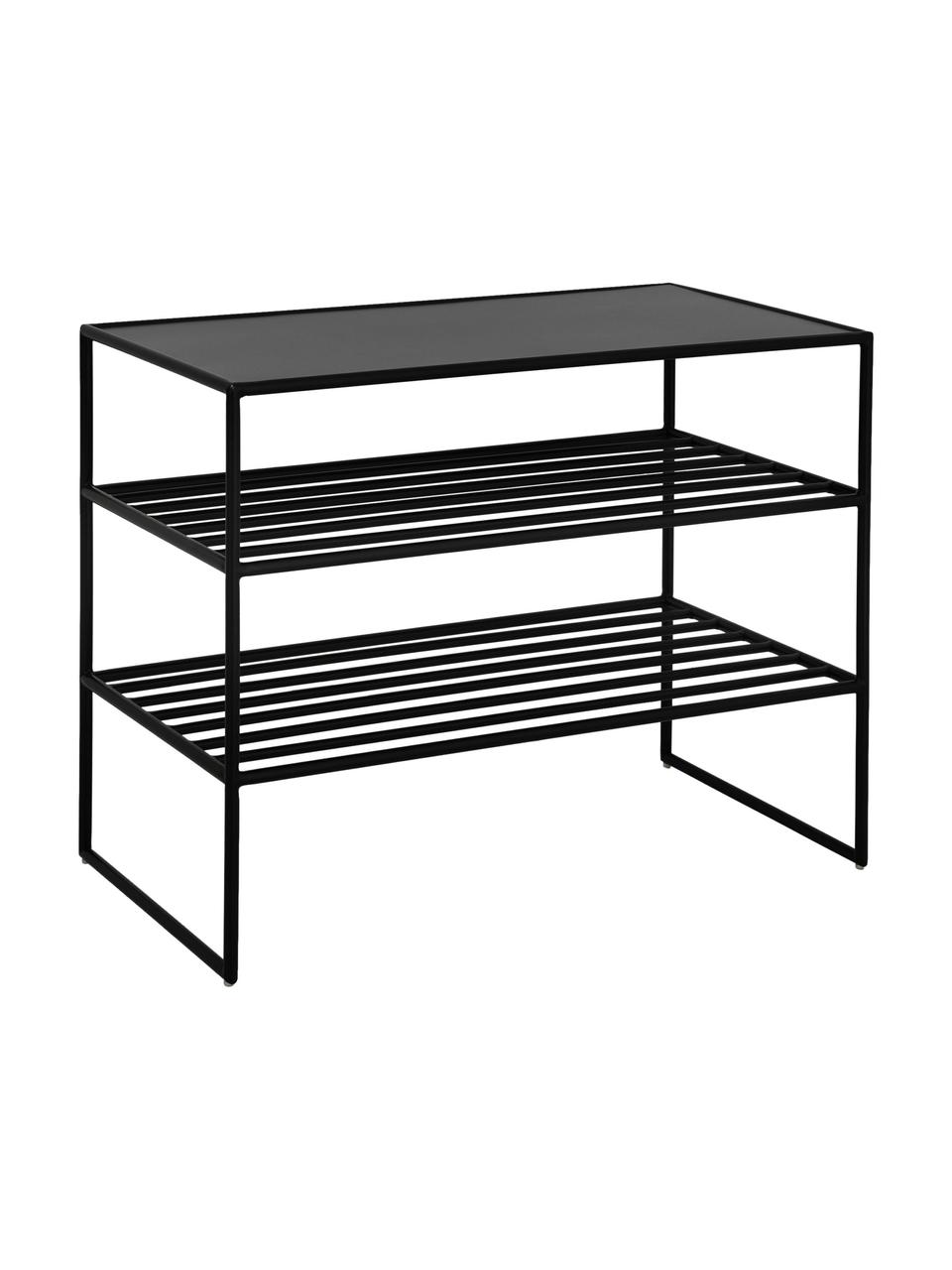 Scarpiera in metallo Bench, Metallo rivestito, Nero, Larg. 65 x Alt. 50 cm