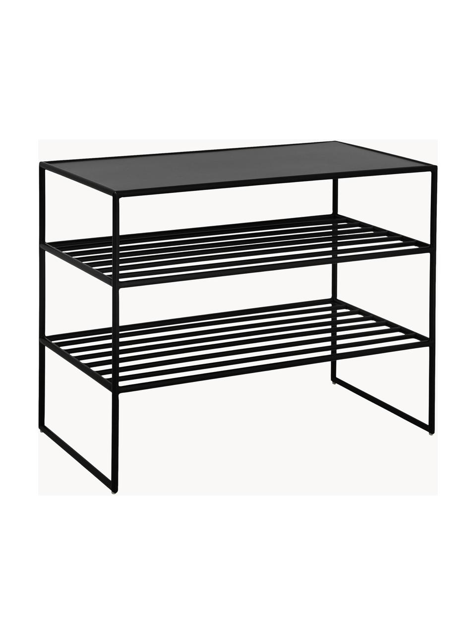 Kovový regál na topánky Bench, Potiahnutý kov, Čierna, Š 65 x V 50 cm