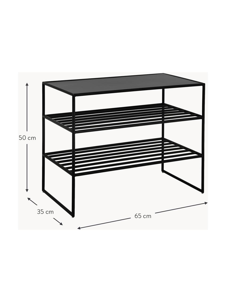 Étagère à chaussures Bench, Métal, enduit, Noir, larg. 65 x haut. 50 cm