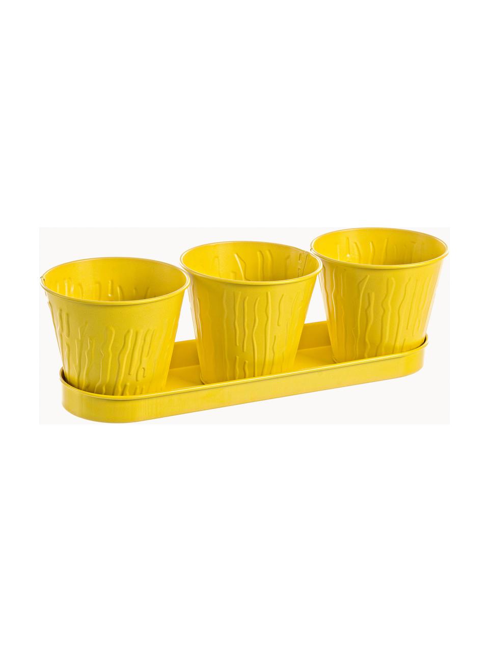 Set portavasi piccoli Bark 4 pz, Metallo rivestito, Giallo, Set in varie misure