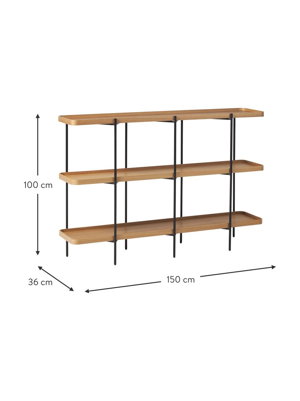 Regał z drewna z metalowym stelażem Renee, Stelaż: metal malowany proszkowo, Drewno jesionowe, S 150 x W 100 cm