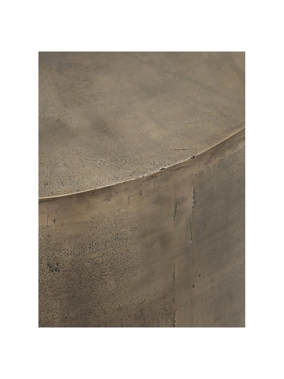 Ronde salontafel Rota met antieke afwerking, Aluminium, gecoat, vezelplaat met MDF, Messingkleurig, Ø 50 cm