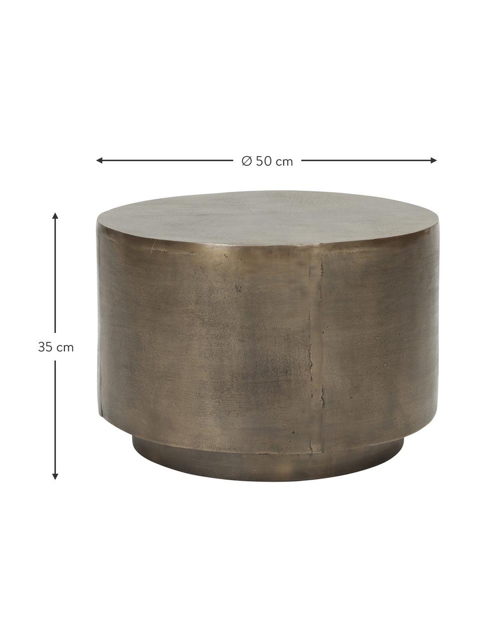 Tavolino rotondo da salotto con finitura anticata Rota, Alluminio, rivestito, pannello di fibra a media densità (MDF), Ottonato, Ø 50 cm