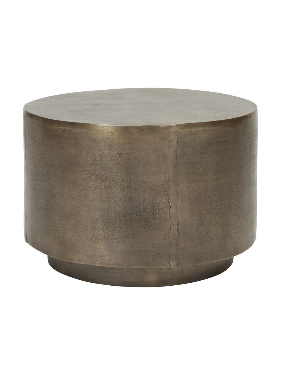 Table basse ronde façade nervurée Rota, Aluminium, enduit, MDF (panneau en fibres de bois à densité moyenne), Couleur laitonnée, Ø 50 cm