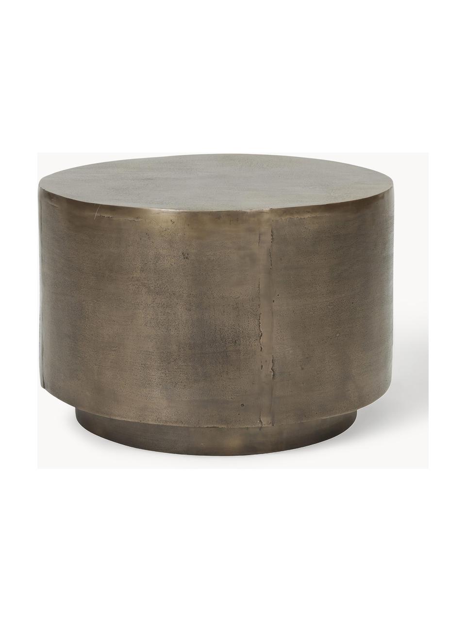 Okrągły stolik pomocniczy z metalu z efektem postarzania Rota, Aluminium powlekane, płyta pilśniowa średniej gęstości (MDF), Greige, odcienie złotego, Ø 50 cm