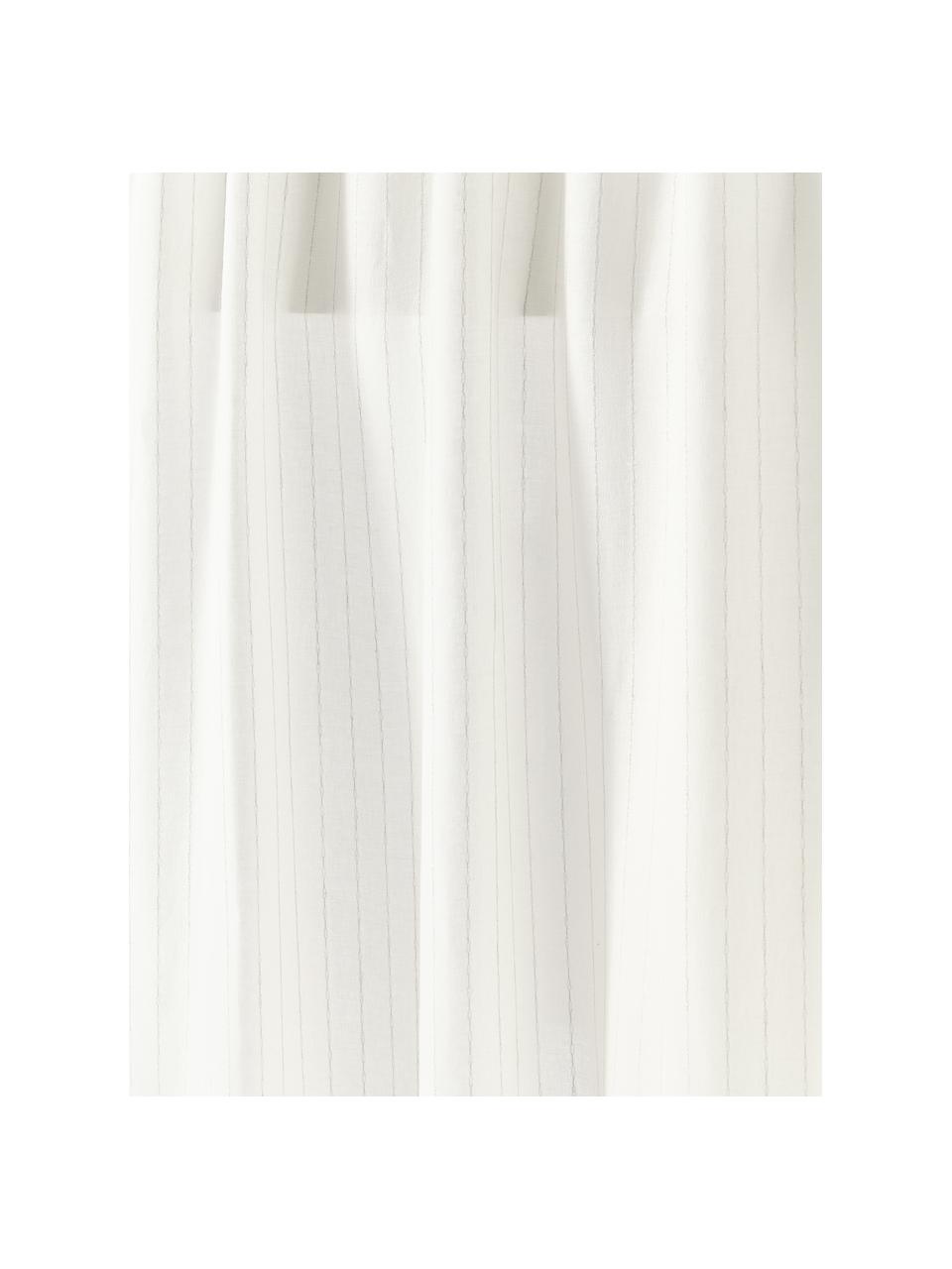 Rideau semi-transparent avec ruban multiple Birch, 2 pièces, 100 % pur lin, Blanc, larg. 130 x prof. 260 cm