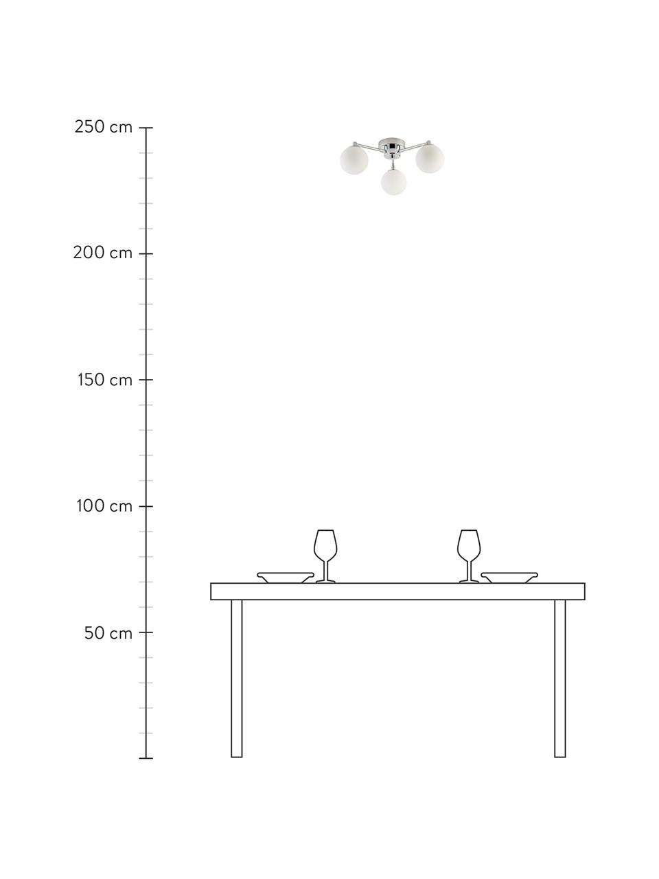 Deckenleuchte Kroma aus Opalglas, Lampenschirm: Glas, Chrom, Weiss, Ø 40 x H 14 cm