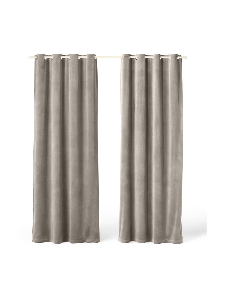 Tenda oscurante in velluto con occhielli Rush 2 pz, 100% poliestere (riciclato), Grigio, Larg. 135 x Lung. 260 cm
