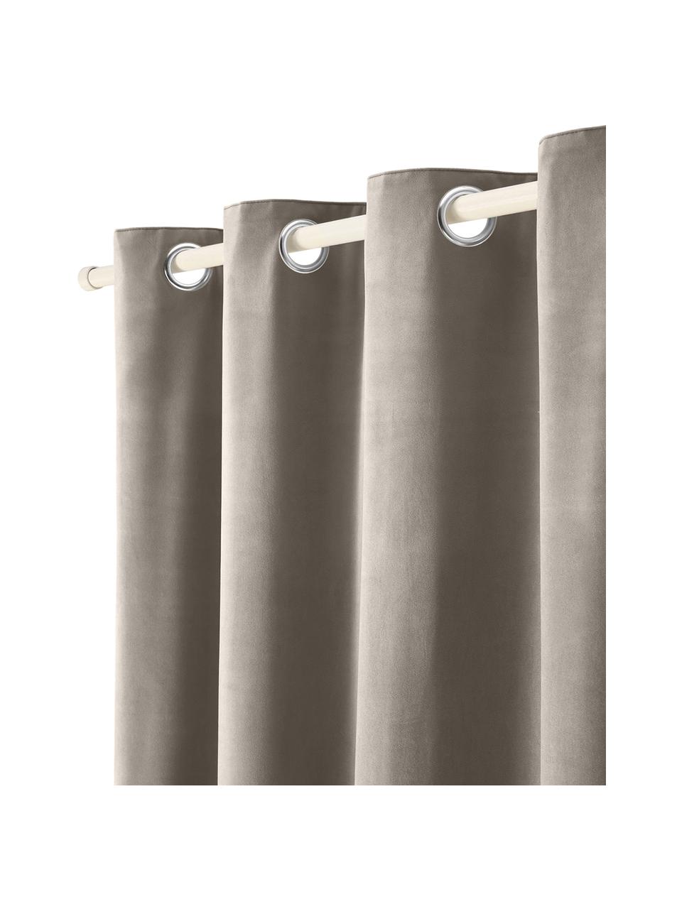 Cortinas opacas de terciopelo con ojales Rush, 2 uds., 100% poliéster (reciclado), Gris, An 135 x L 260 cm