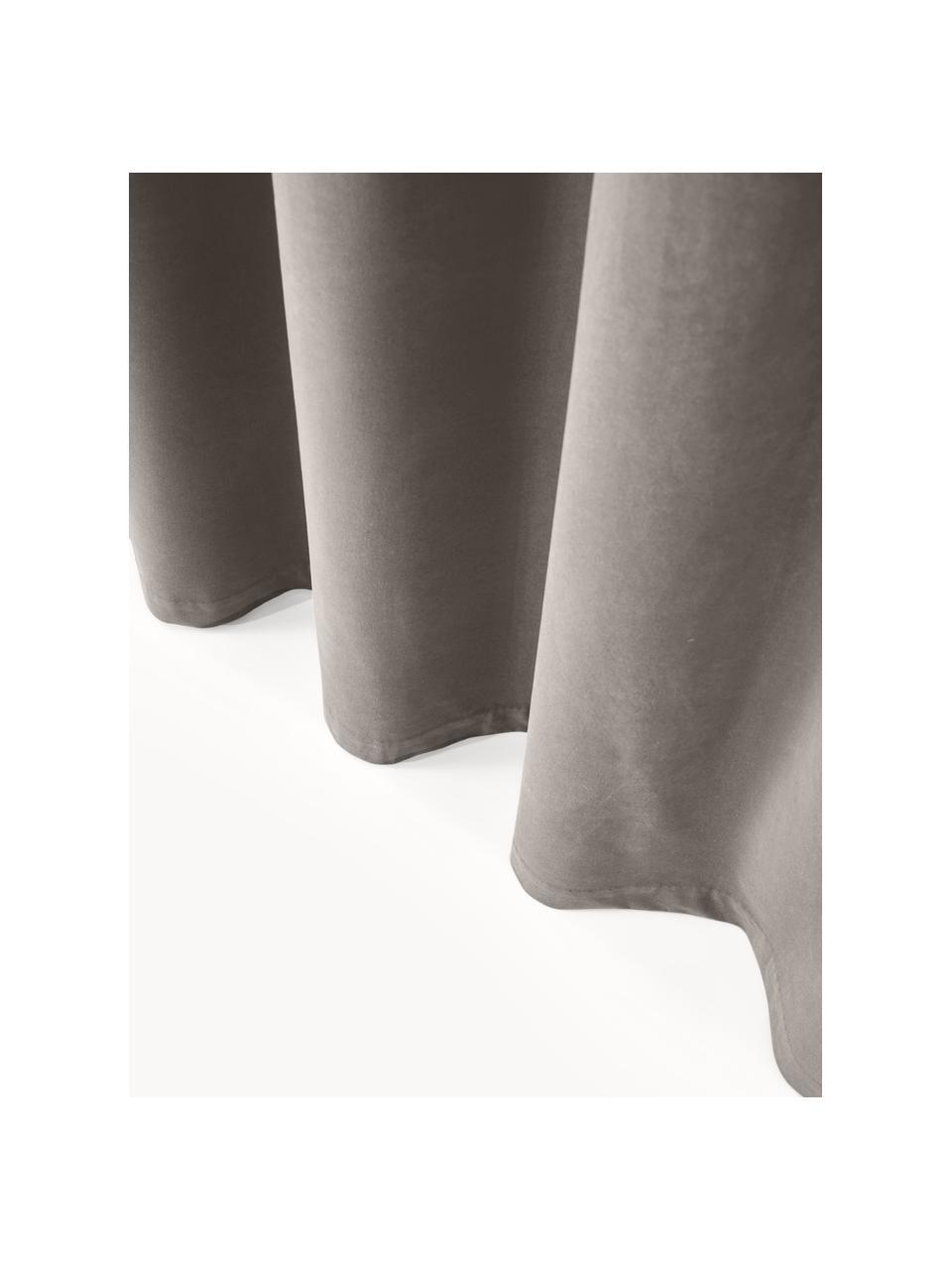 Rideaux occultants en velours avec œillets Rush, 2 pièces, 100% polyester (recyclé), certifié GRS, Gris, larg. 135 x long. 260 cm