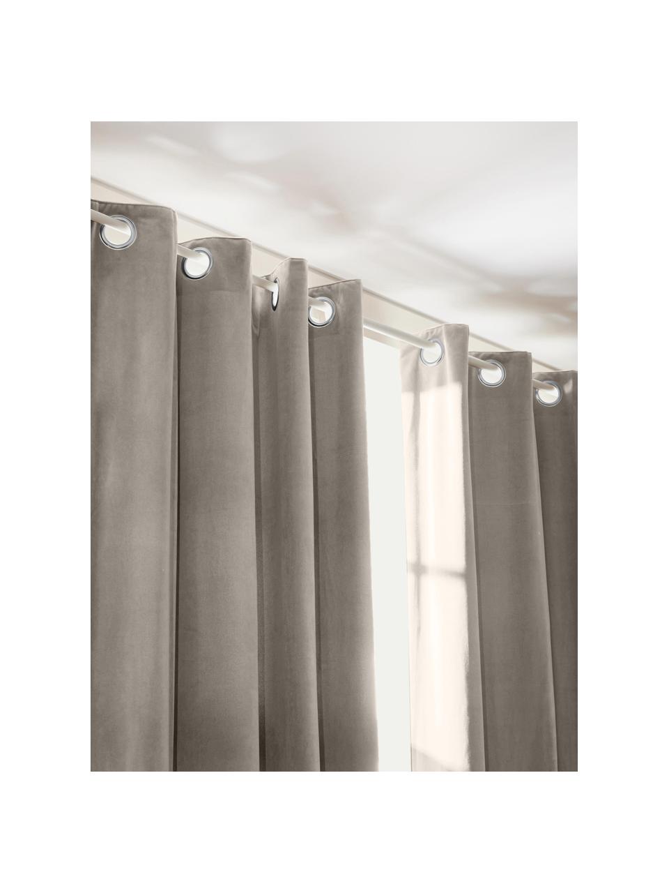 Cortinas oscurecedoras de terciopelo con ojales Rush, 2 uds., 100% poliéster (reciclado) con certificado GRS, Gris, An 135 x L 260 cm