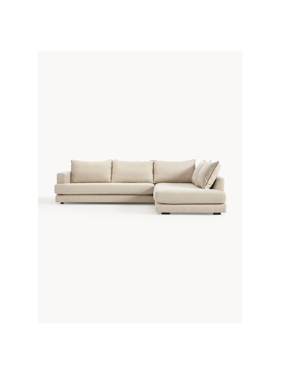 Ecksofa Tribeca, Bezug: 100 % Polyester Der hochw, Gestell: Massives Kiefernholz, FSC, Füße: Massives Buchenholz, lack, Webstoff Beige, B 274 x T 192 cm, Eckteil rechts