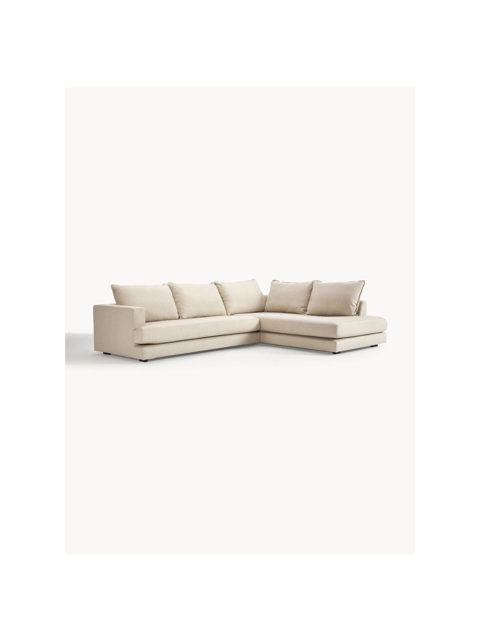 Ecksofa Tribeca, Bezug: 100 % Polyester Der hochw, Gestell: Massives Kiefernholz, FSC, Füße: Massives Buchenholz, lack, Webstoff Beige, B 274 x T 192 cm, Eckteil rechts