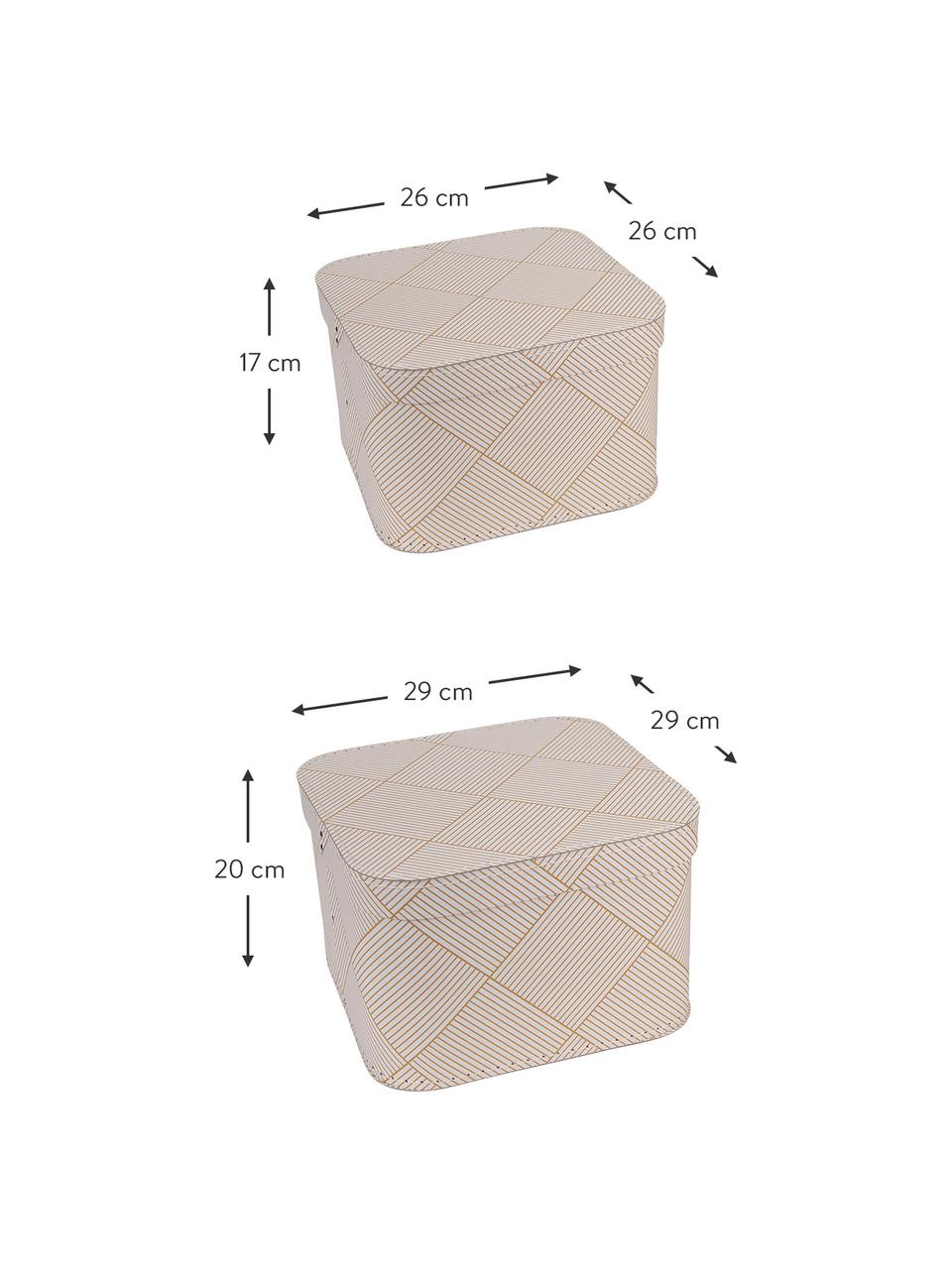 Boîte de rangement Ludvig, 2 élém., Carton laminé rigide, Couleur dorée, blanc, Lot de différentes tailles