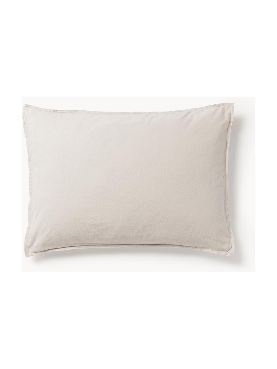 Funda de almohada de percal lavado Debbie, Beige claro, An 45 x L 110 cm