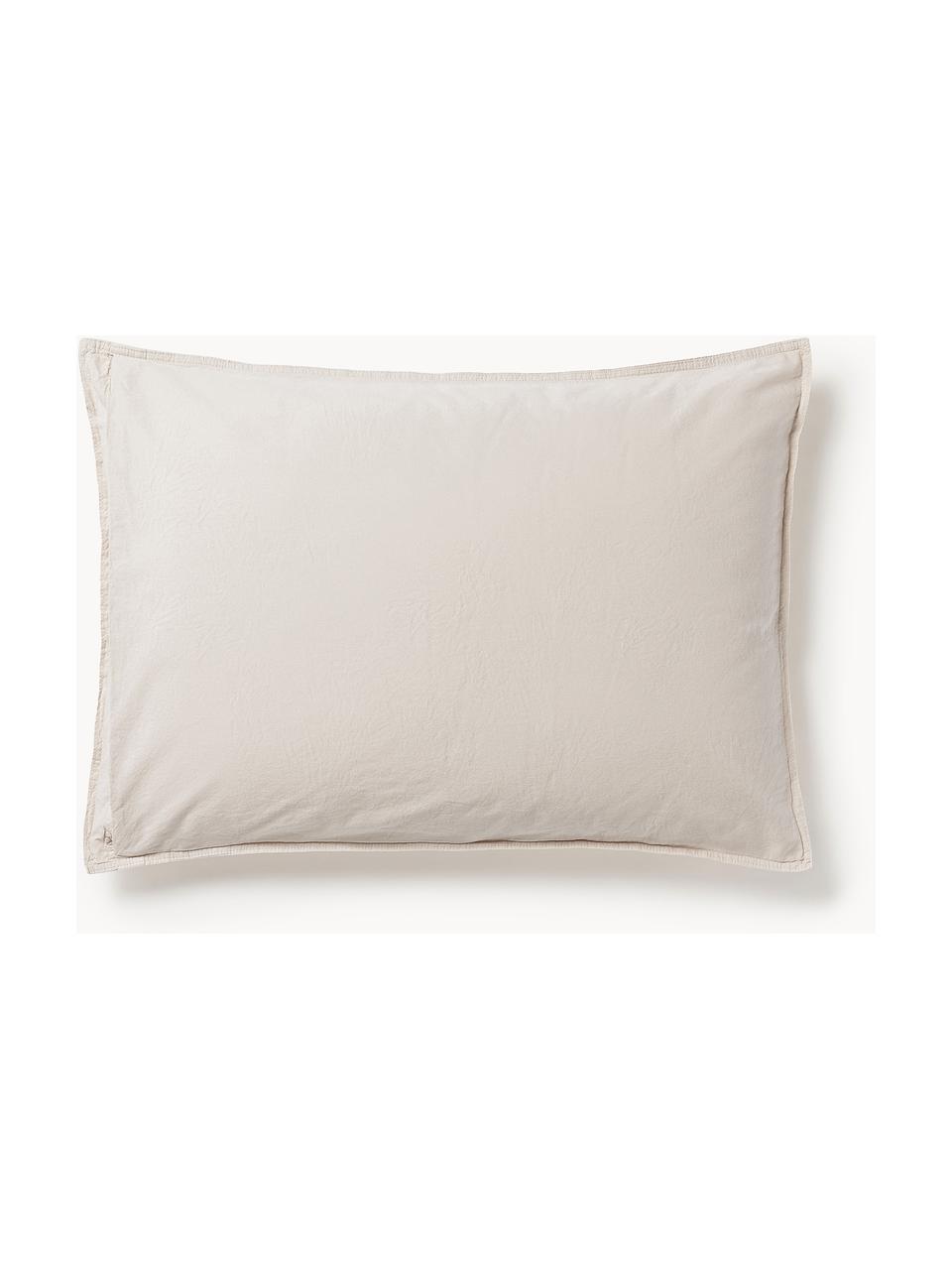 Funda de almohada de percal lavado Debbie, Beige claro, An 45 x L 110 cm