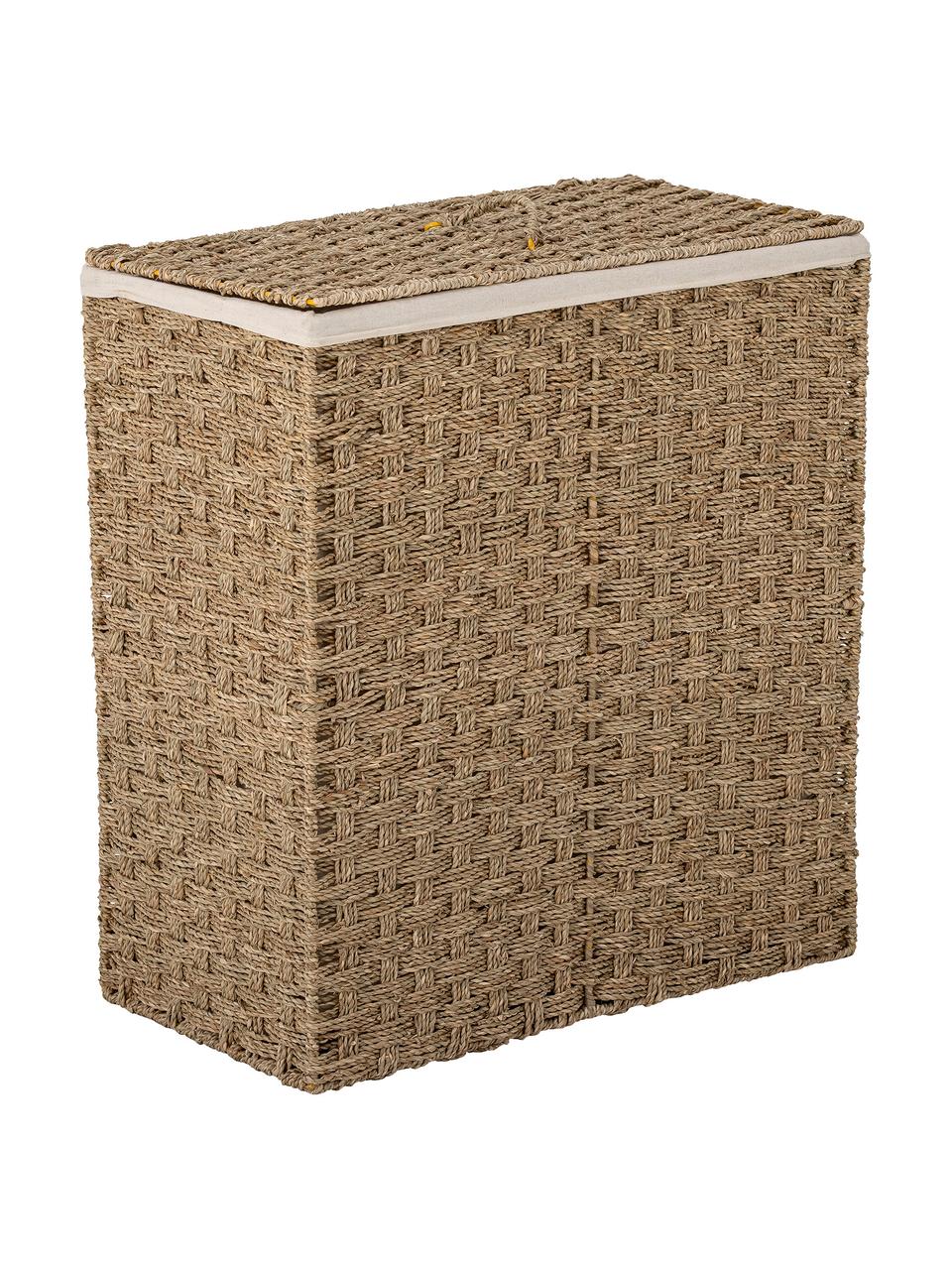 Cesta de ropa de seegras Seni, Cesta: algas marinas, Beige, blanco, An 40 x Al 55 cm