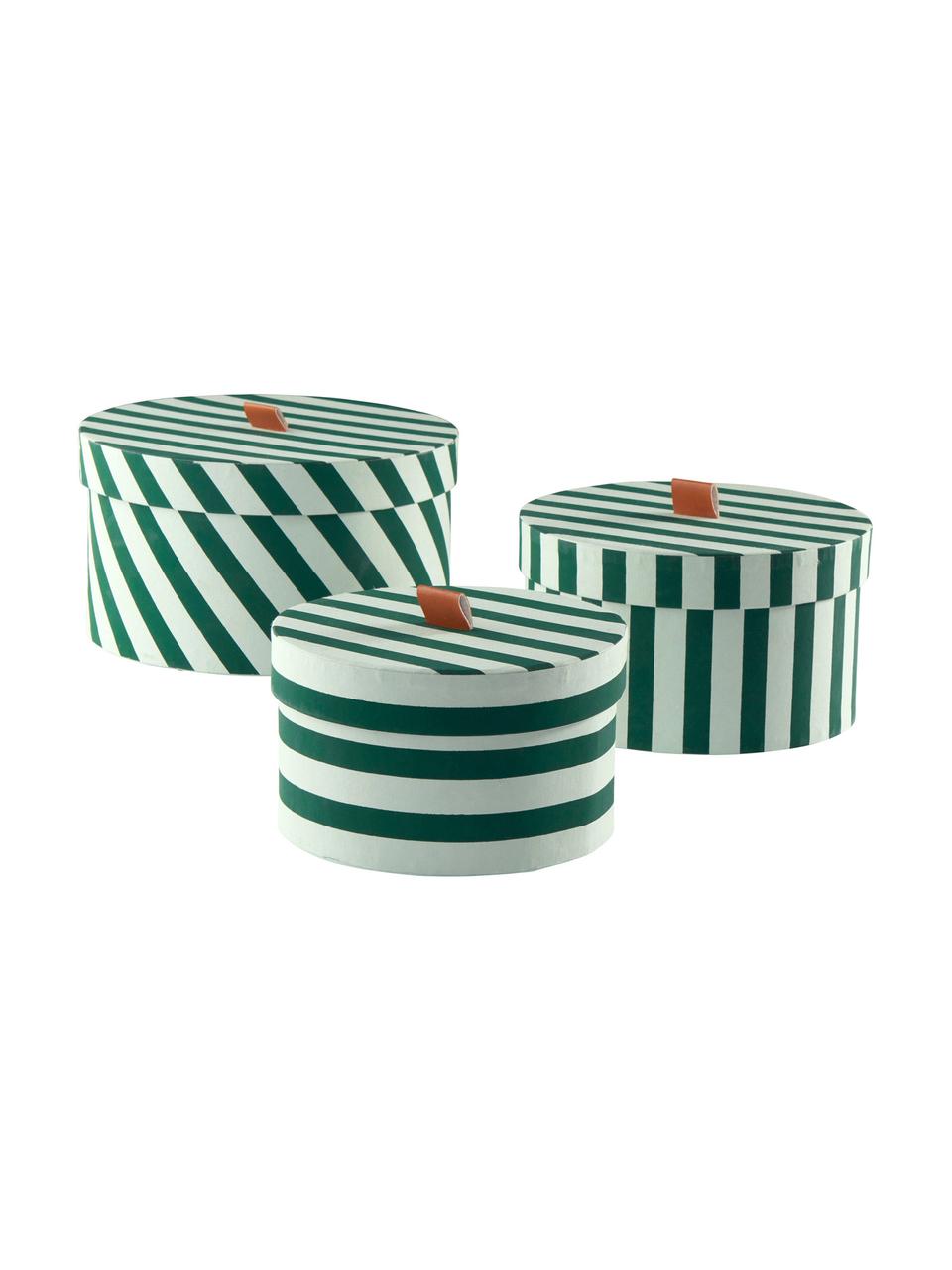 Boîte de rangement ronde en carton Dizzy, 3 élém., Vert