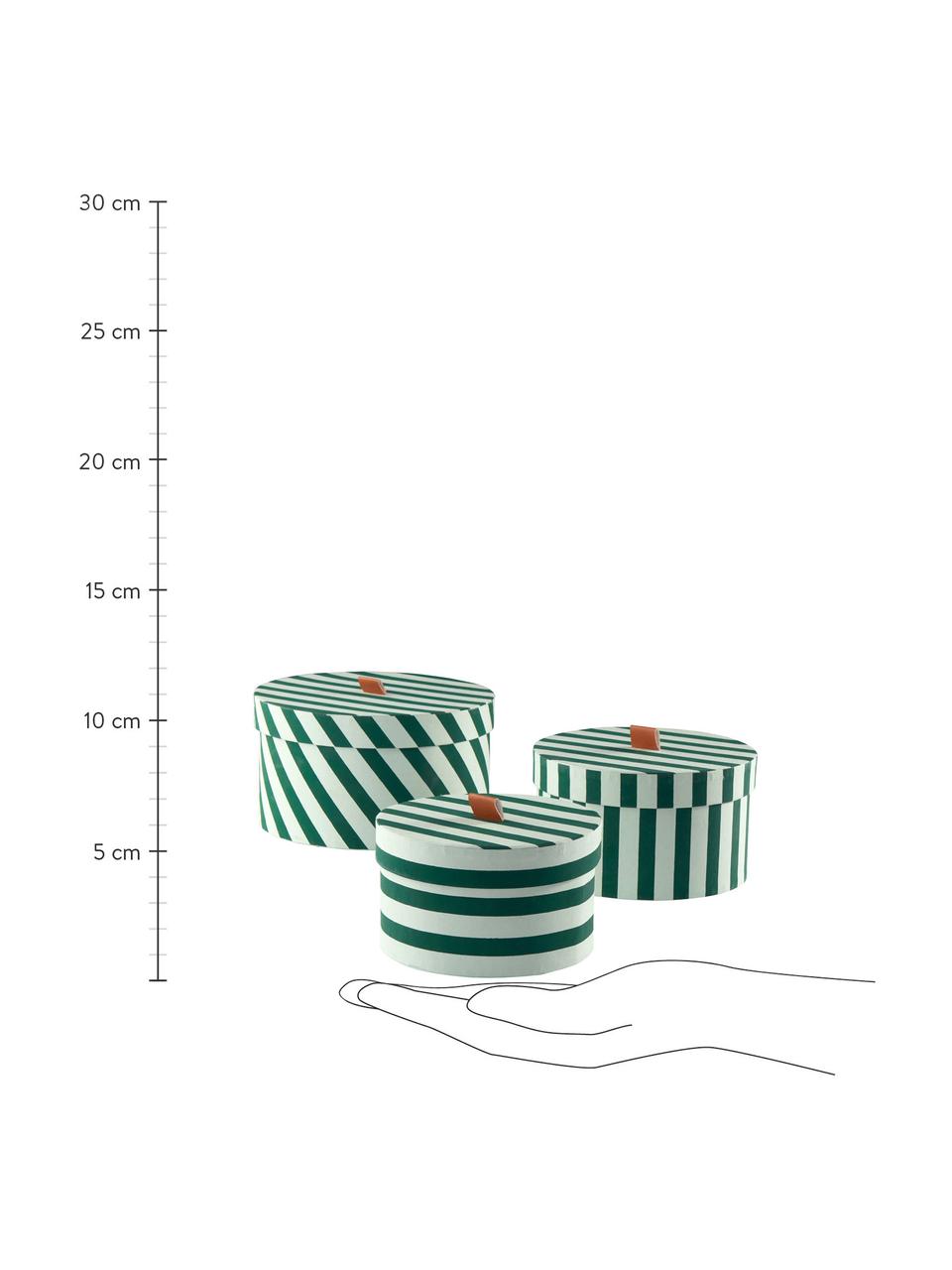 Boîte de rangement ronde en carton Dizzy, 3 élém., Vert