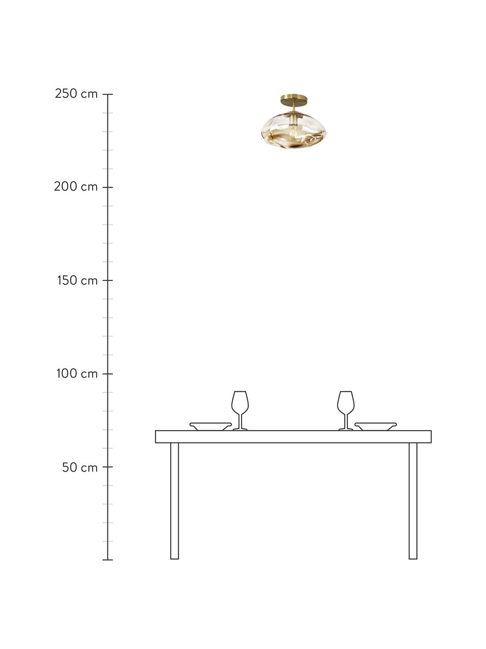 Lampa sufitowa ze szkła Amora, Odcienie szampańskiego, odcienie mosiądzu, Ø 35 x W 28 cm