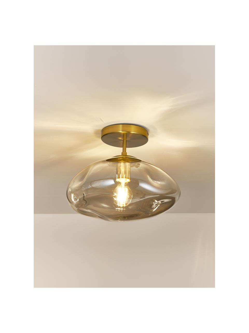 Stropná lampa zo skla Amora, Odtiene zlatej, mosadzné odtiene, Ø 35 x V 28 cm