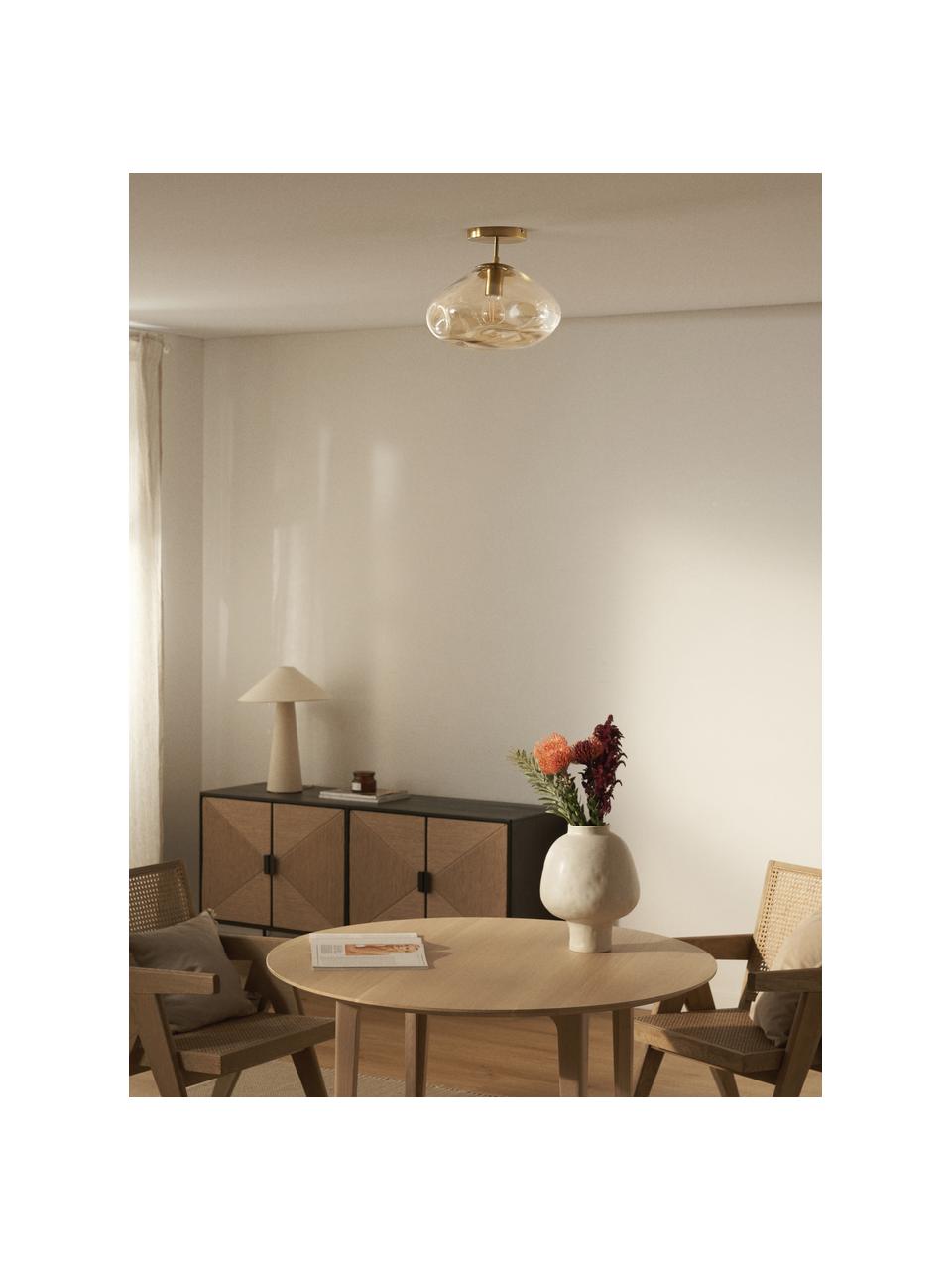 Stropná lampa zo skla Amora, Odtiene zlatej, mosadzné odtiene, Ø 35 x V 28 cm