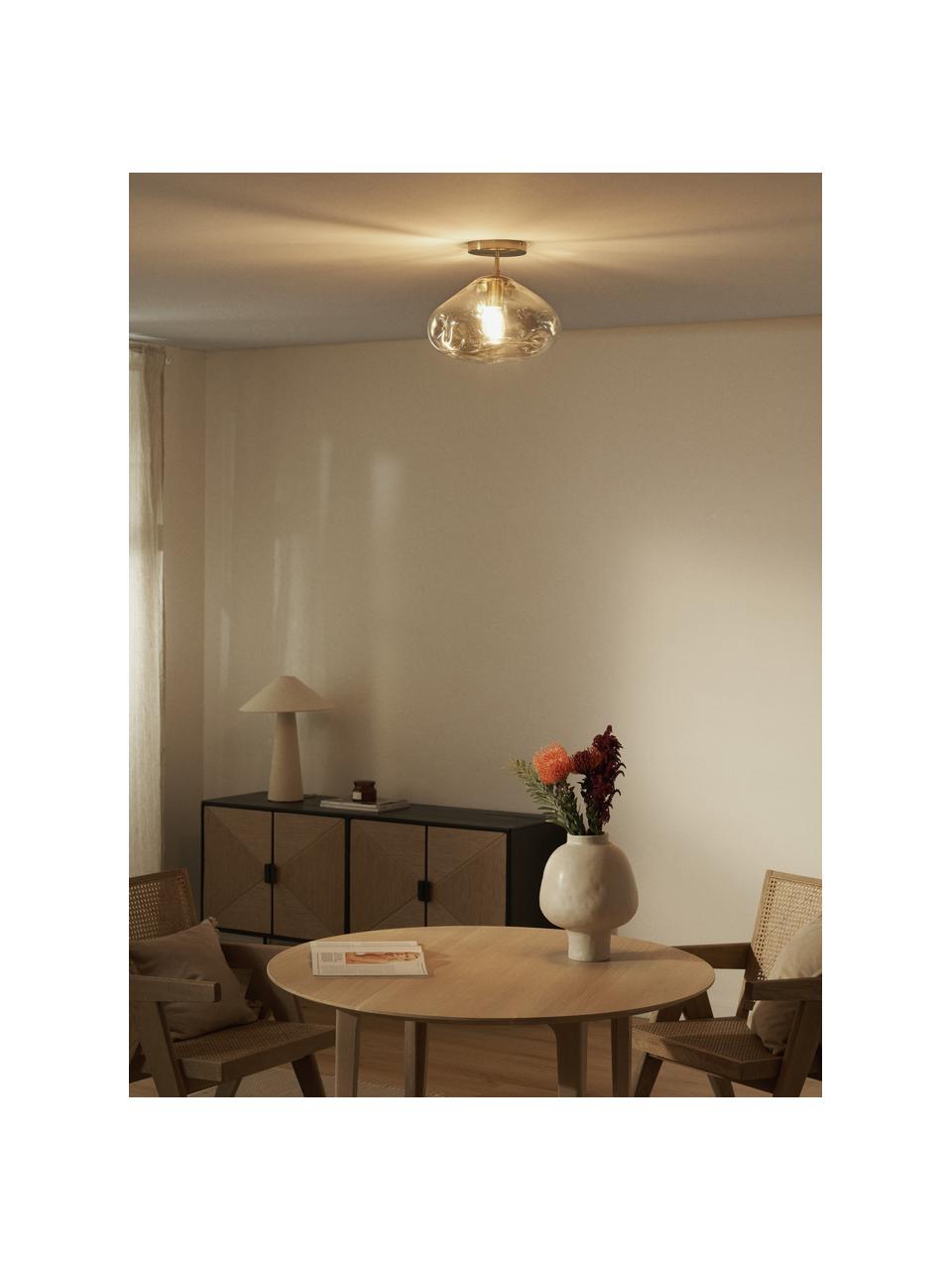 Stropná lampa zo skla Amora, Odtiene zlatej, mosadzné odtiene, Ø 35 x V 28 cm