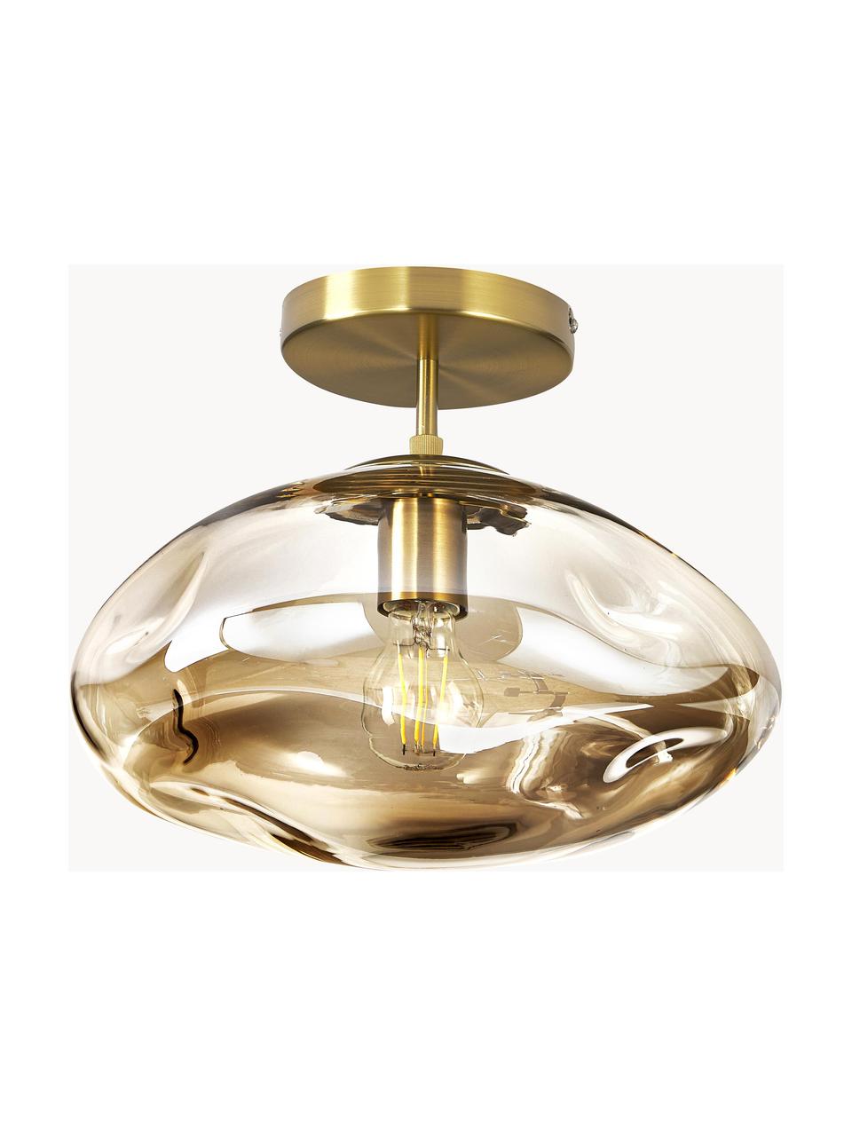 Stropné svietidlo zo skla Amora, Béžová, odtiene zlatej, Ø 35 x V 28 cm