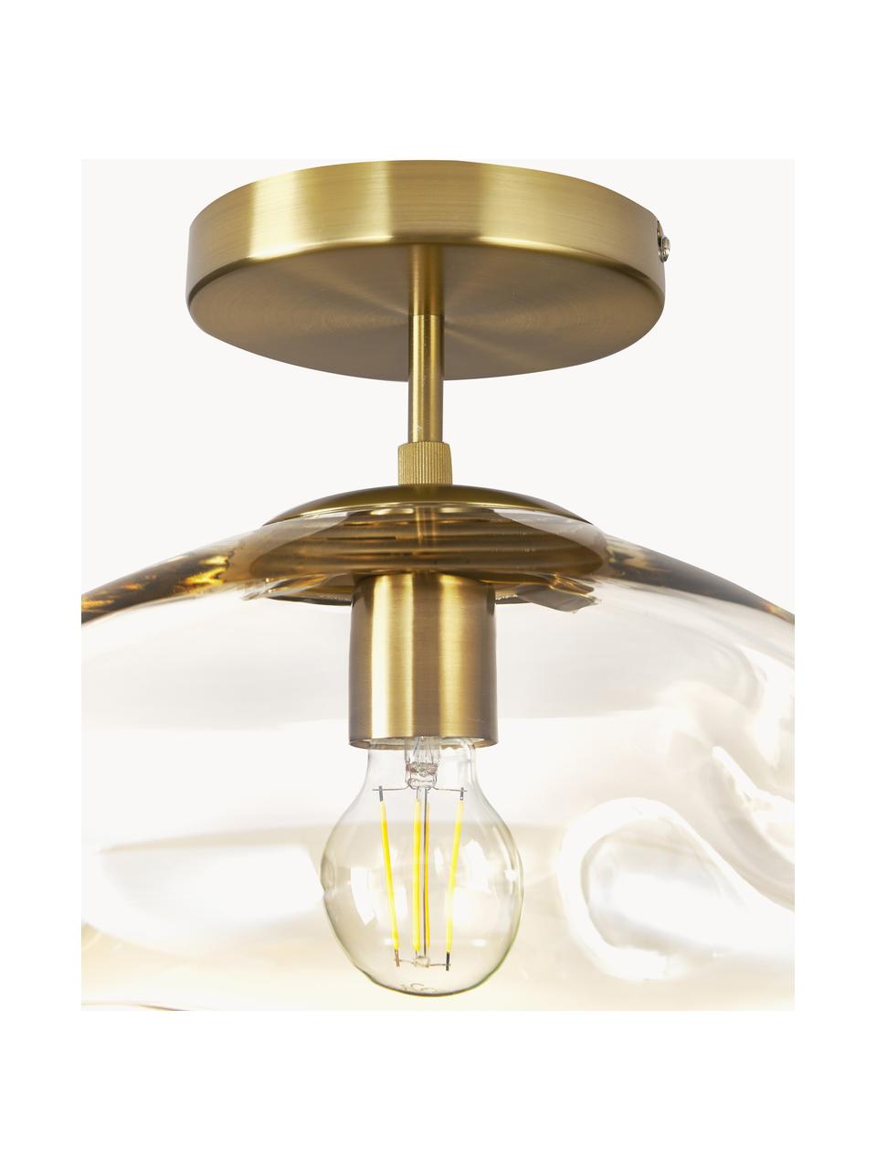 Plafondlamp Amora van glas, Lampenkap: glas, Beige, goudkleurig, Ø 35 x H 28 cm