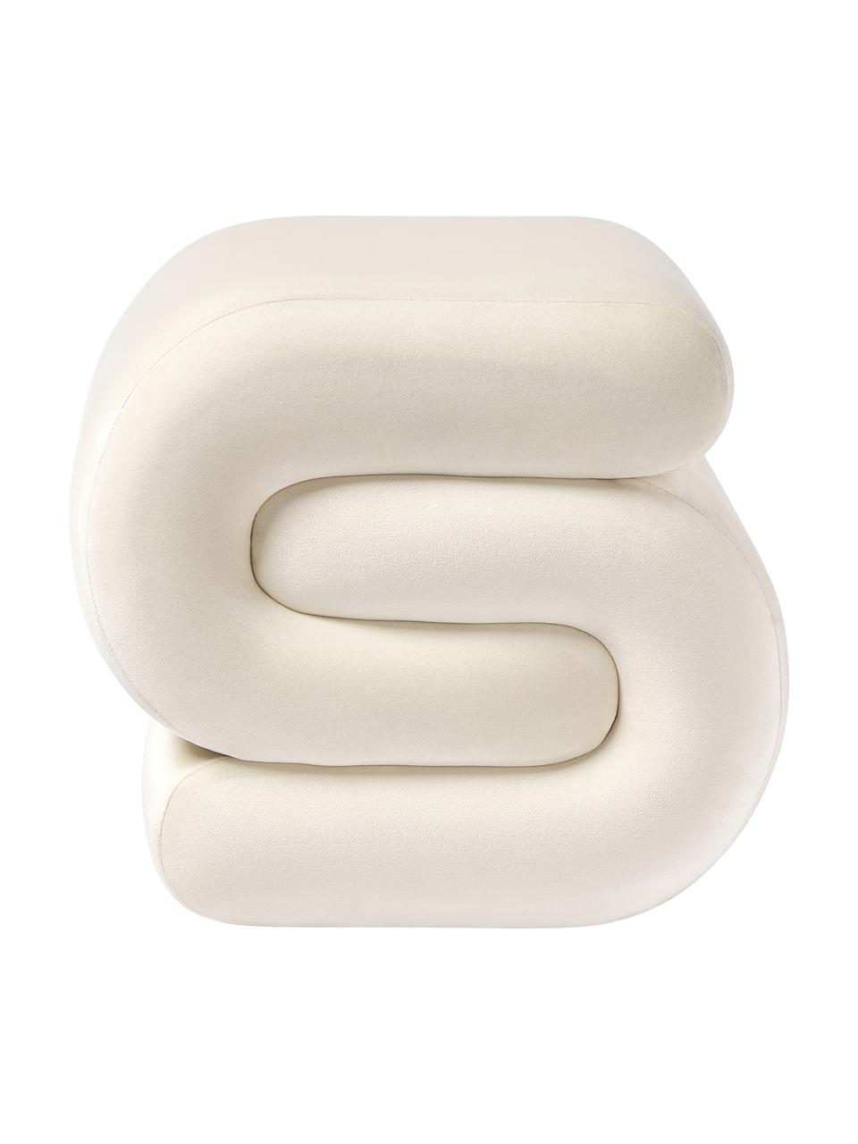 Samt-Hocker Merle, Bezug: Polyestersamt Der hochwer, Gestell: Massives Eukalyptusholz, , Samt Cremeweiß, B 50 x H 45 cm