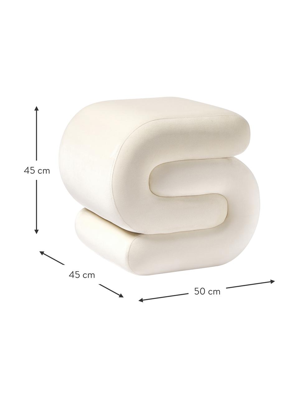 Fluwelen poef Merle, Bekleding: polyester fluweel Met 25., Frame: massief eucalyptushout, F, Fluweel crèmewit, B 50 x H 45 cm