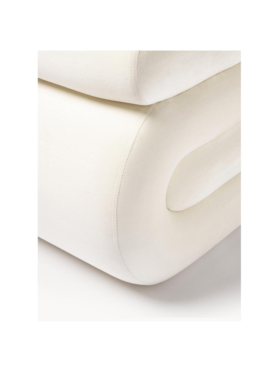 Pouf in velluto Merle, Rivestimento: velluto di poliestere Il , Rivestimento: schiuma, Struttura: legno massiccio di eucali, Velluto bianco crema, Larg. 50 x Alt. 45 cm